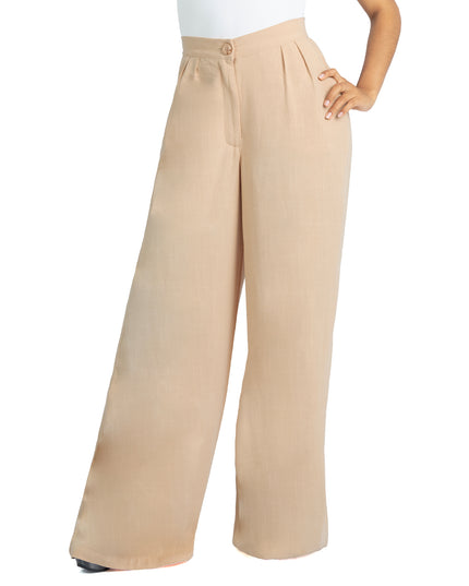 Pantalón en Lino Sabana Vera Beige Oscuro