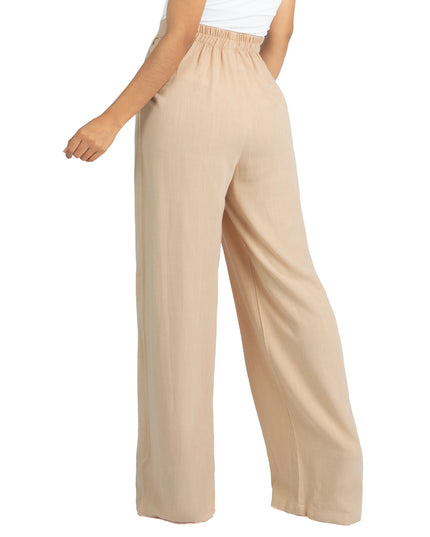 Pantalón en Lino Sabana Vera Beige Oscuro