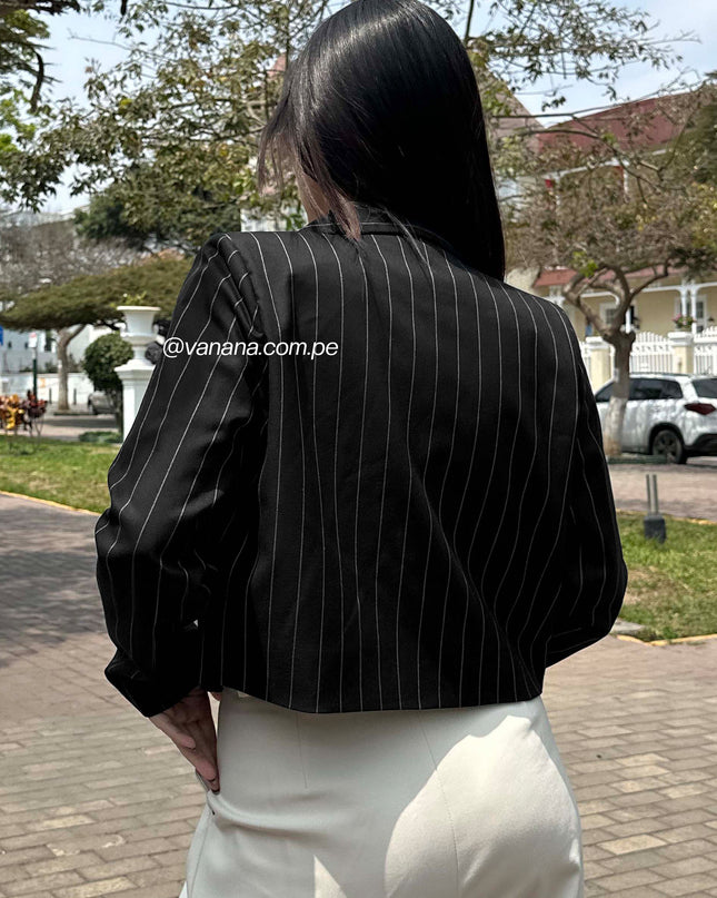 Blazer Crop a Rayas Milano Lady Negro