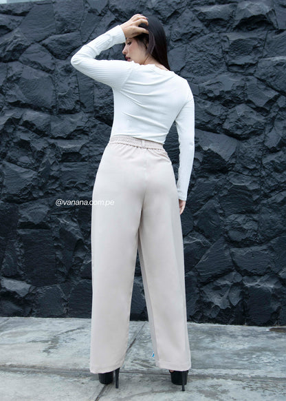 Pantalón Palazo en Mónaco Tania Beige