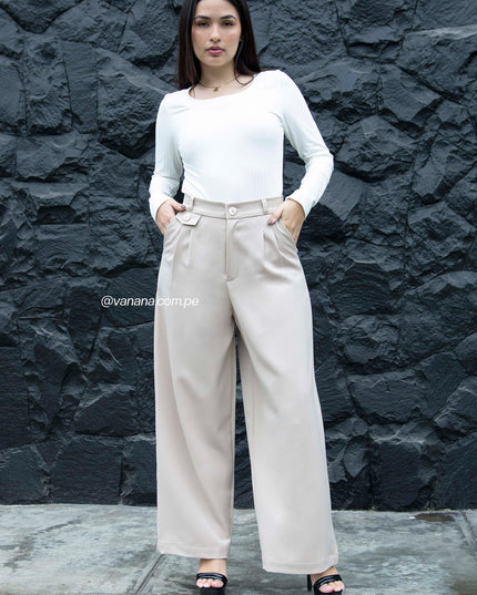 Pantalón Palazo en Mónaco Tania Beige