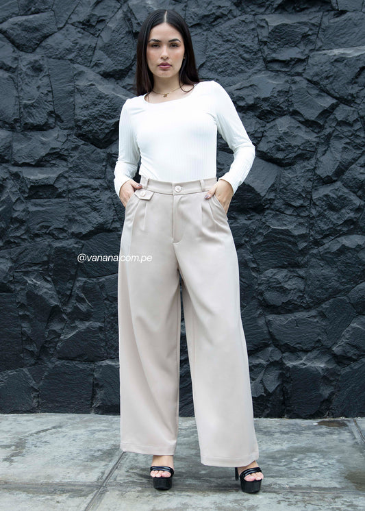 Pantalón Palazo en Mónaco Tania Beige