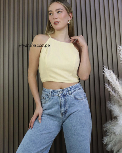 Top Tiras de Lino Sofi Beige