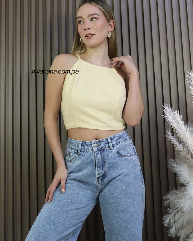 Top Tiras de Lino Sofi Beige