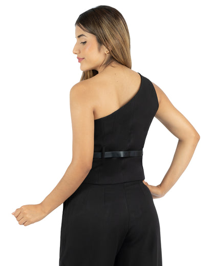 Top en Lino Dasha Negro