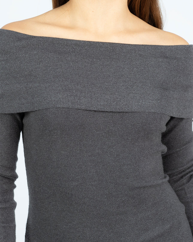 Vestido Off Shoulder de Hilo Gris