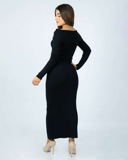 Vestido Off Shoulder de Hilo Negro