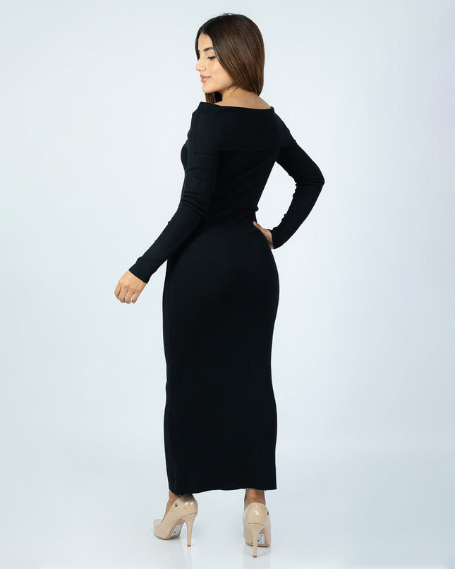 Vestido Off Shoulder de Hilo Negro
