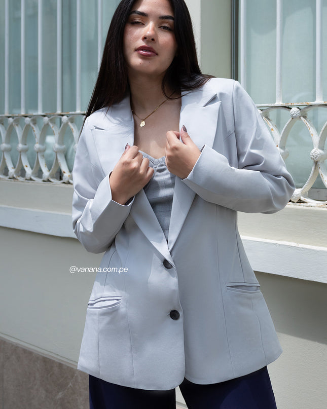 Blazer Corte Princesa en Mango Zaira Gris