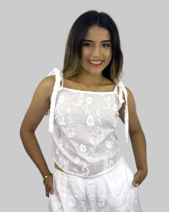 Top Alba en Galia bordado