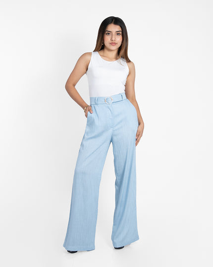 PANTALON ALBA EN LINO GRECIA CELESTE
