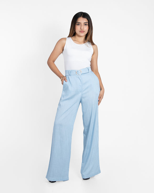 PANTALON ALBA EN LINO GRECIA CELESTE