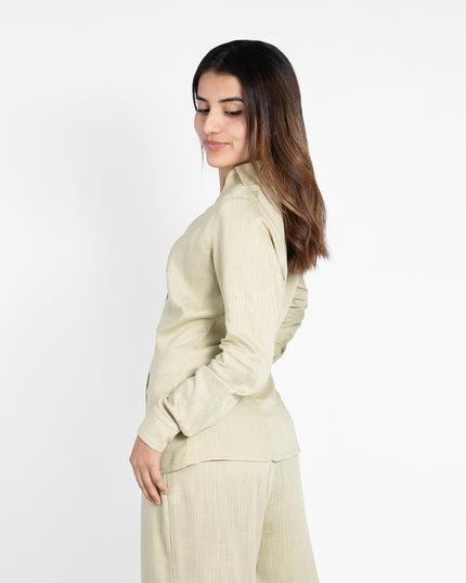 BLUSA BELINDA MANGA LARGA EN LINO GRECIA LIMON