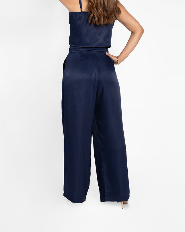 PANTALON SATÍN CUPRO AZUL MARINO