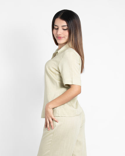 BLUSA BELINDA MANGA LARGA EN LINO GRECIA LIMON