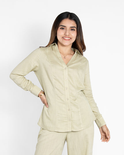 BLUSA BELINDA MANGA LARGA EN LINO GRECIA LIMON