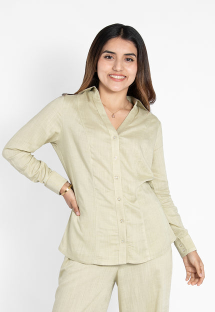 Blusa Belinda manga larga en lino Grecia Limón
