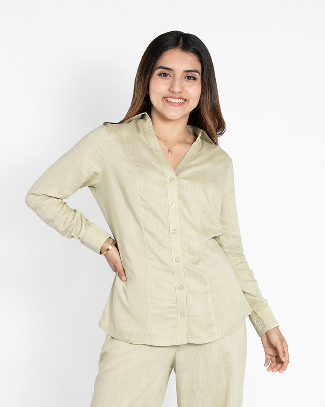 BLUSA BELINDA MANGA LARGA EN LINO GRECIA LIMON