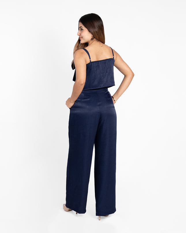 PANTALON SATÍN CUPRO AZUL MARINO