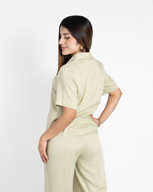 BLUSA FIORE MANGA CORTA EN LINO GRECIA LIMON