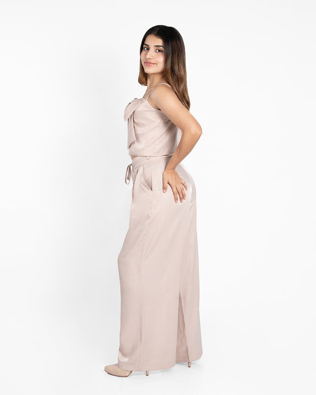 PANTALON SATÍN CUPRO BEIGE
