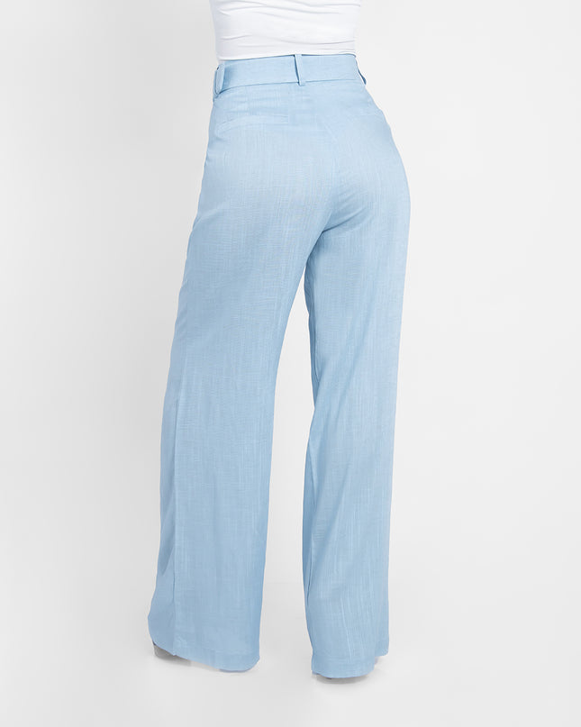 PANTALON ALBA EN LINO GRECIA CELESTE