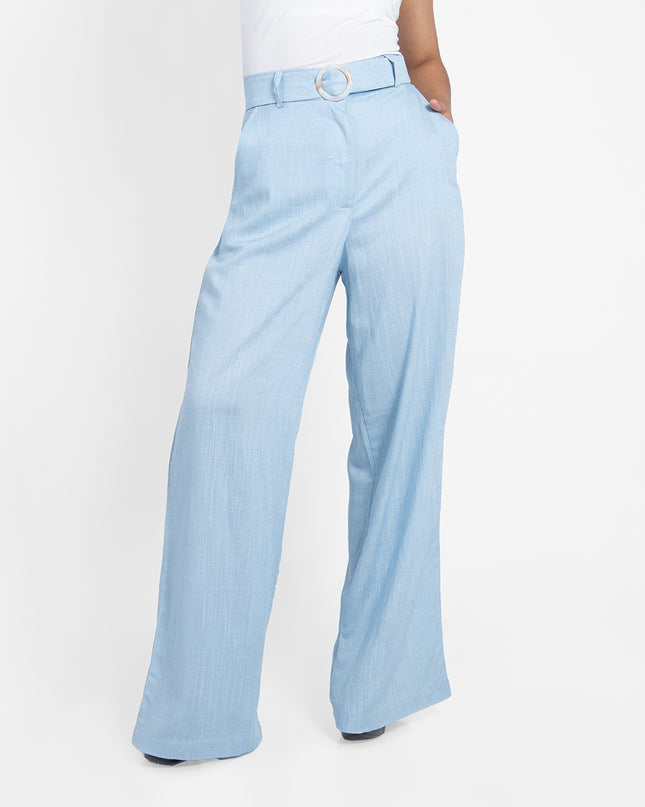 PANTALON ALBA EN LINO GRECIA CELESTE