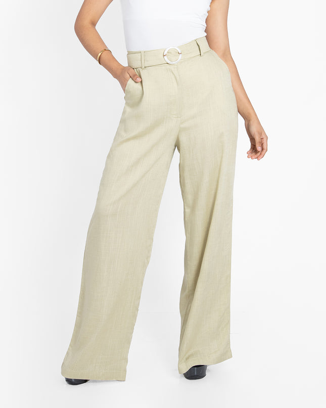 PANTALON ALBA EN LINO GRECIA LIMON