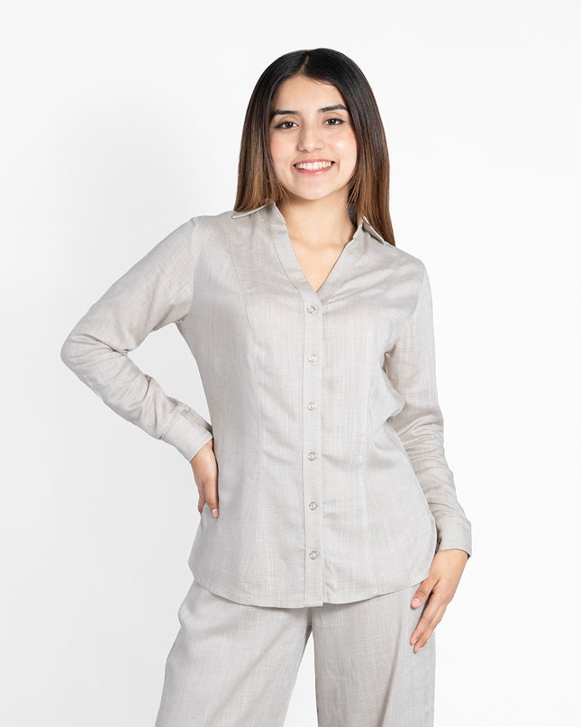 BLUSA BELINDA MANGA LARGA EN LINO GRECIA ARENA